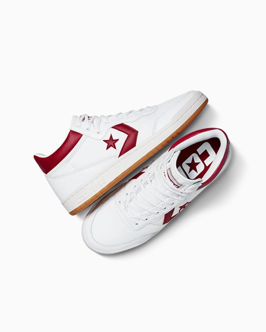 Zapatillas Skate Converse CONS Fastbreak Pro Cuero Mujer Blancas Rojas Blancas | PE 58E7W4